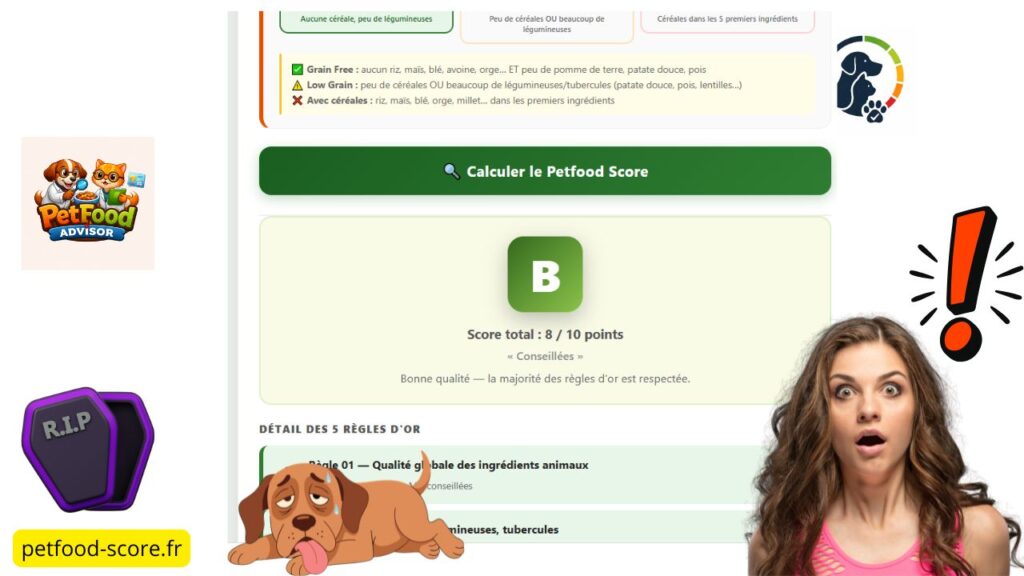 Le danger d'un petfood-score abcde