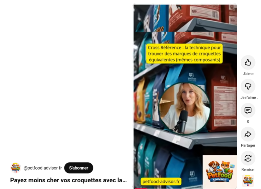 Le cross référence pour les croquettes