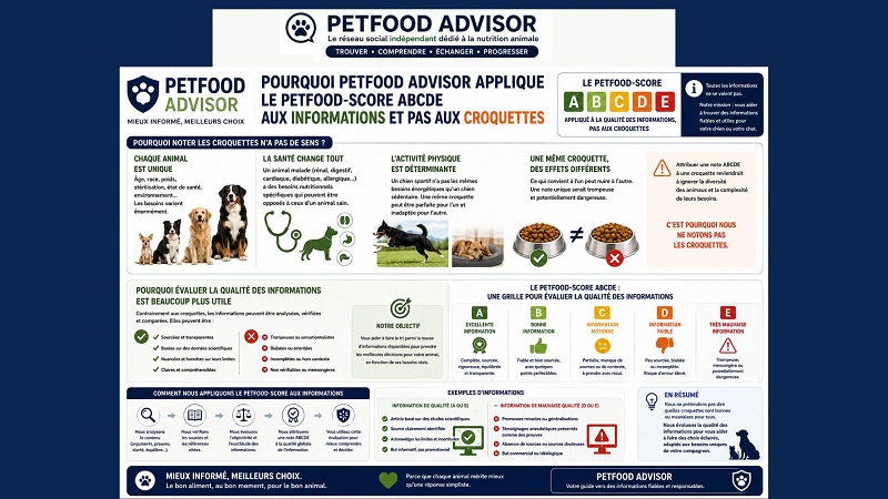 Incidence de l'activité sur le Petfood-Score ABCDE