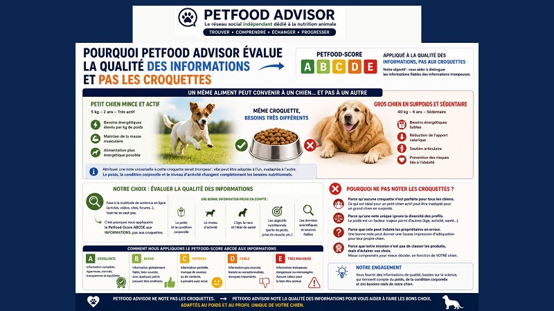 Incidence du poins pour le Petfood-Score ABCDE