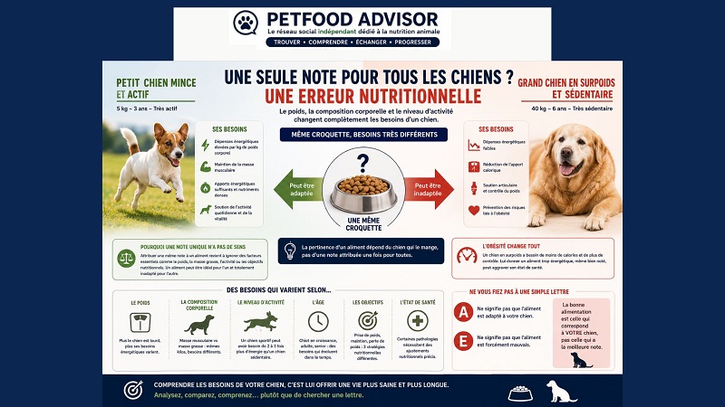 Le petfood-score ABCDE et le poids des animaux